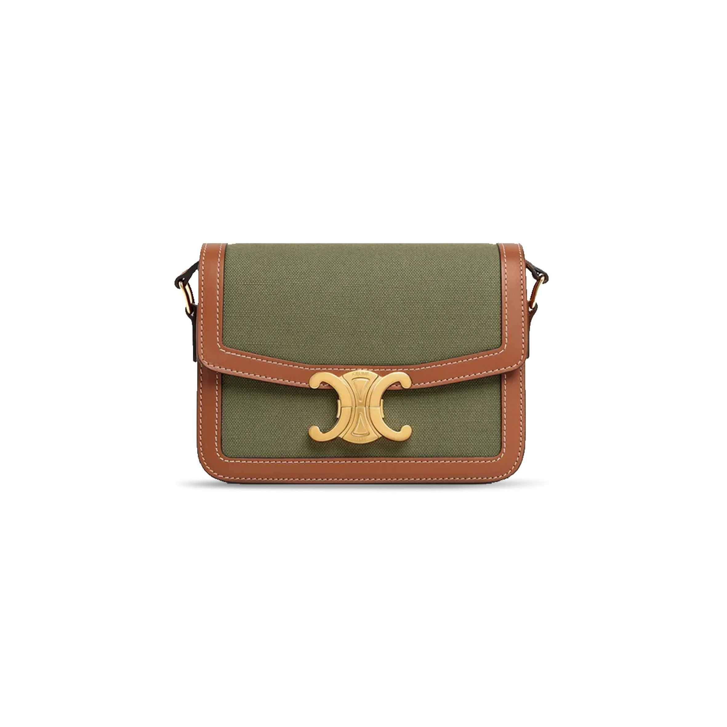 CELINE SMALL TEEN TRIOMPHE BAG IN TEXTILE AND CALFSKIN 188882CD3.15KZ (18.5*14*6cm)
